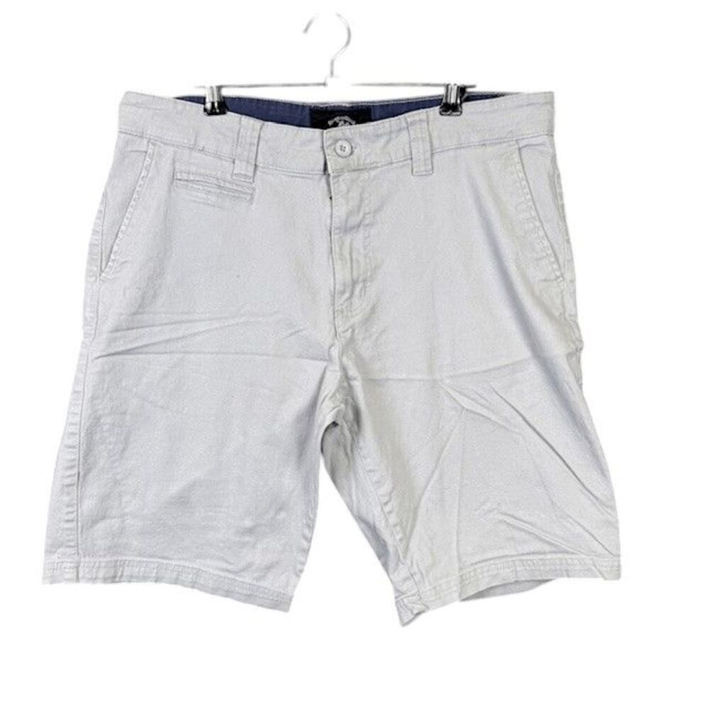 Beverly Hills Polo Club Men's Gray Flat Front Chino‎ Shorts Size 34